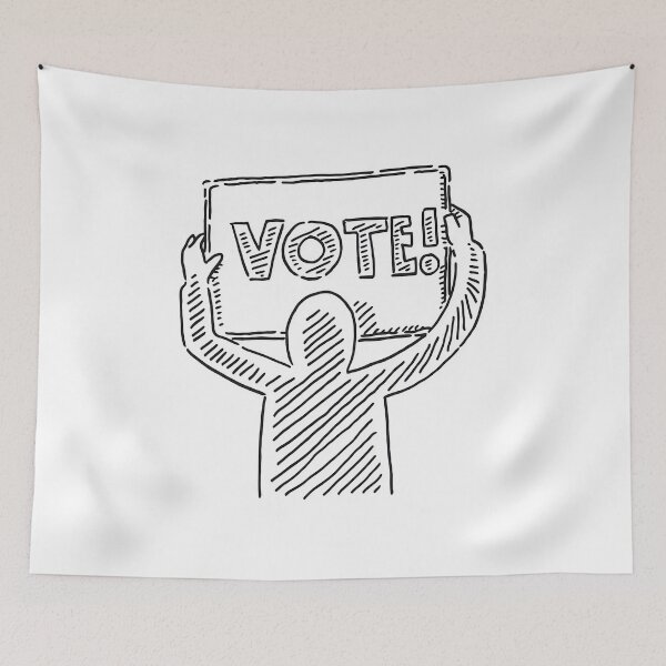 Item preview, human figure holding vote sign drawing frank ramspott	 designed and sold by jhkwitetj6.