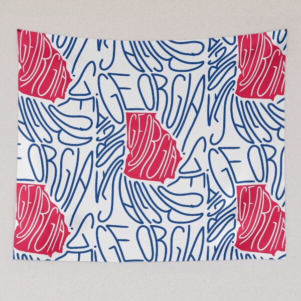 Item preview, Georgia State Map Typography - Red and Blue - USA America State designed and sold by Ranggasme.