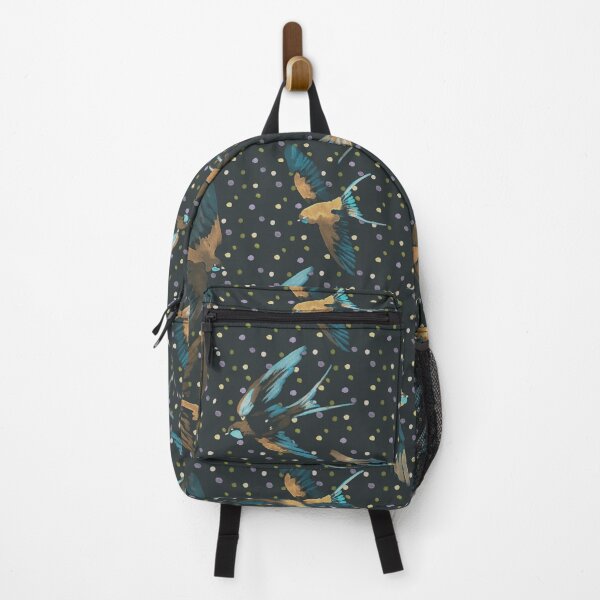 Item preview, Swallows & Dots - Dark Blue & Coffee designed and sold by Motifany.