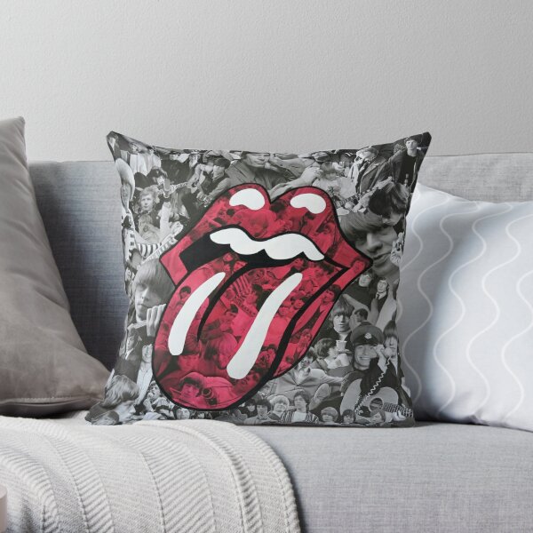 Sequin Lips Rock n' Roll The Rolling Stones Linen Cotton throw Pillow Cover