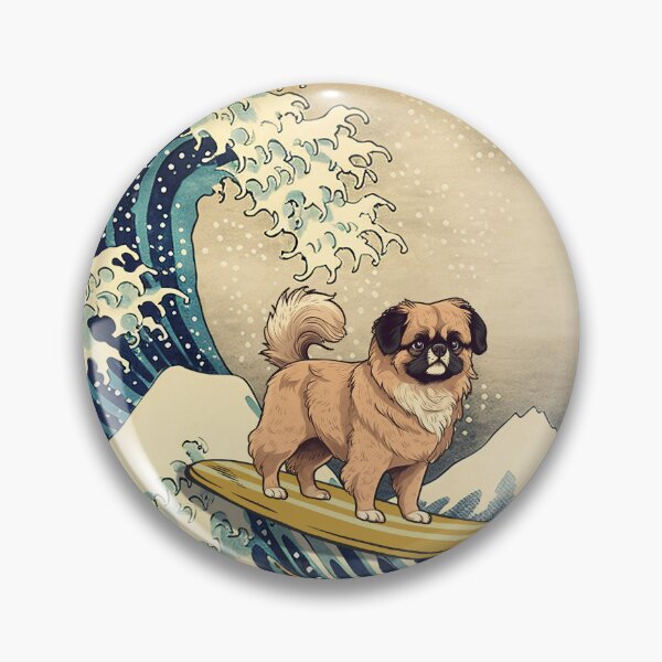 Item preview, Tibetan Spaniel Kanagawa Japanese Surfing Wave designed and sold by rafaeltto.