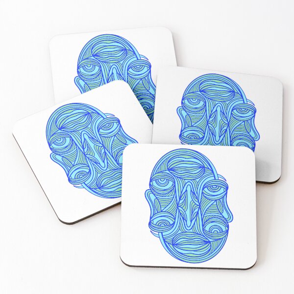Item preview, Abstract face #17 - upside down face - blue w/ green designed and sold by DaveDanchuk.