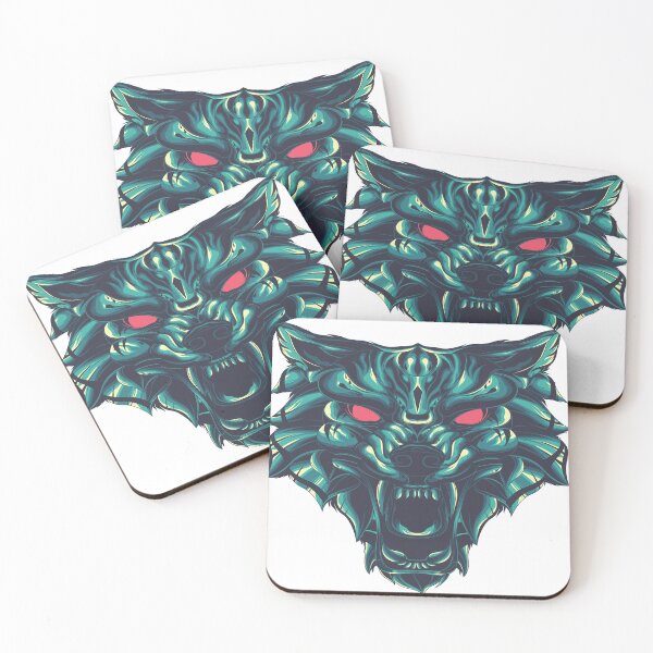 Item preview, blue wolf red eyes illustration savages animals designed and sold by TYTOS-SHOP.
