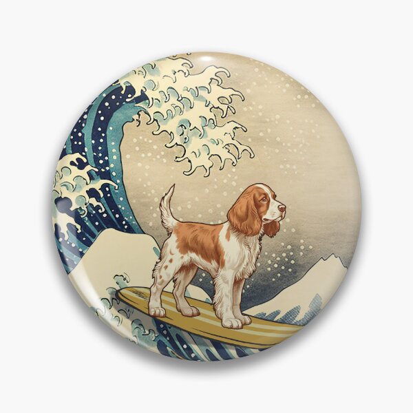 Item preview, Welsh Springer Spaniel Kanagawa Japanese Surfing Wave designed and sold by rafaeltto.