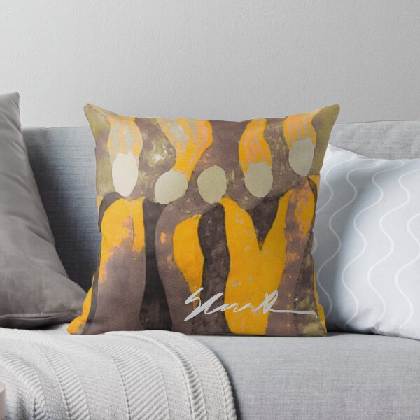 Women in Gray and Gold Throw Pillow