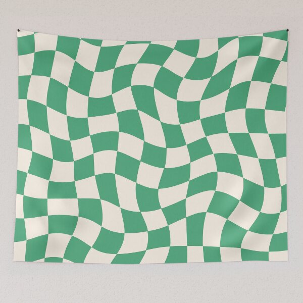 Item preview, Distorted Checkered Pattern in Green - Retro Checkered - Checker Wave designed and sold by AnyLeck.