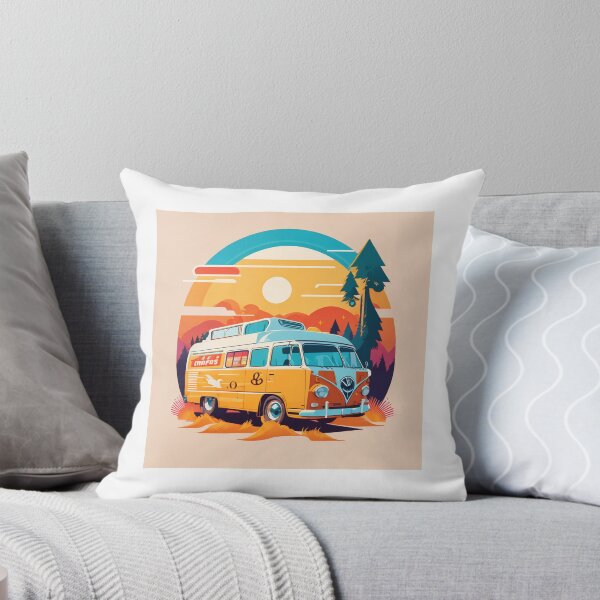 Item preview, flat design of one retro vintage, wolf, colorful shades, highly detailed clean, vector image, photorealistic masterpiece, professional photography, realistic bus, simple sunrise backdrop for ca designed and sold by Ghost410.
