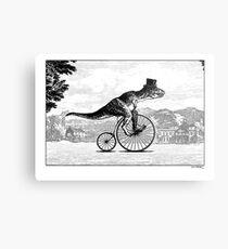 T-Rex on a Penny Farthing Metal Print