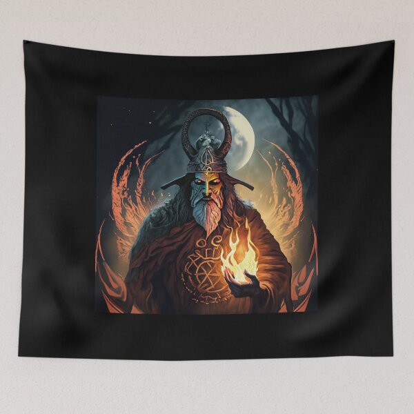 Item preview, Dark wizard, duel, fire spell, halloween designed and sold by Sunmoonlove.
