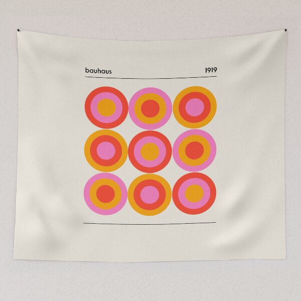 Item preview, Bauhaus Circle Pattern Red Pink Orange designed and sold by ahumbleconcept.