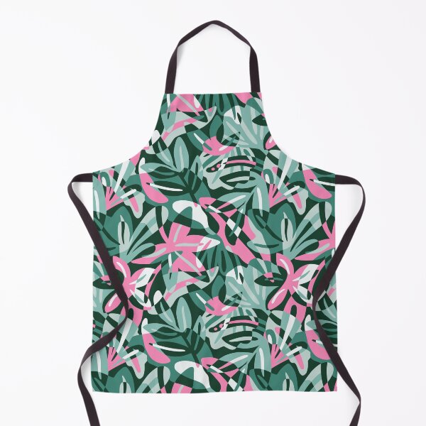Item preview, Green and pink maximalist leaves shapes - overlapping tropical leaves  - lush jungle of cut out leaves designed and sold by Muxune.