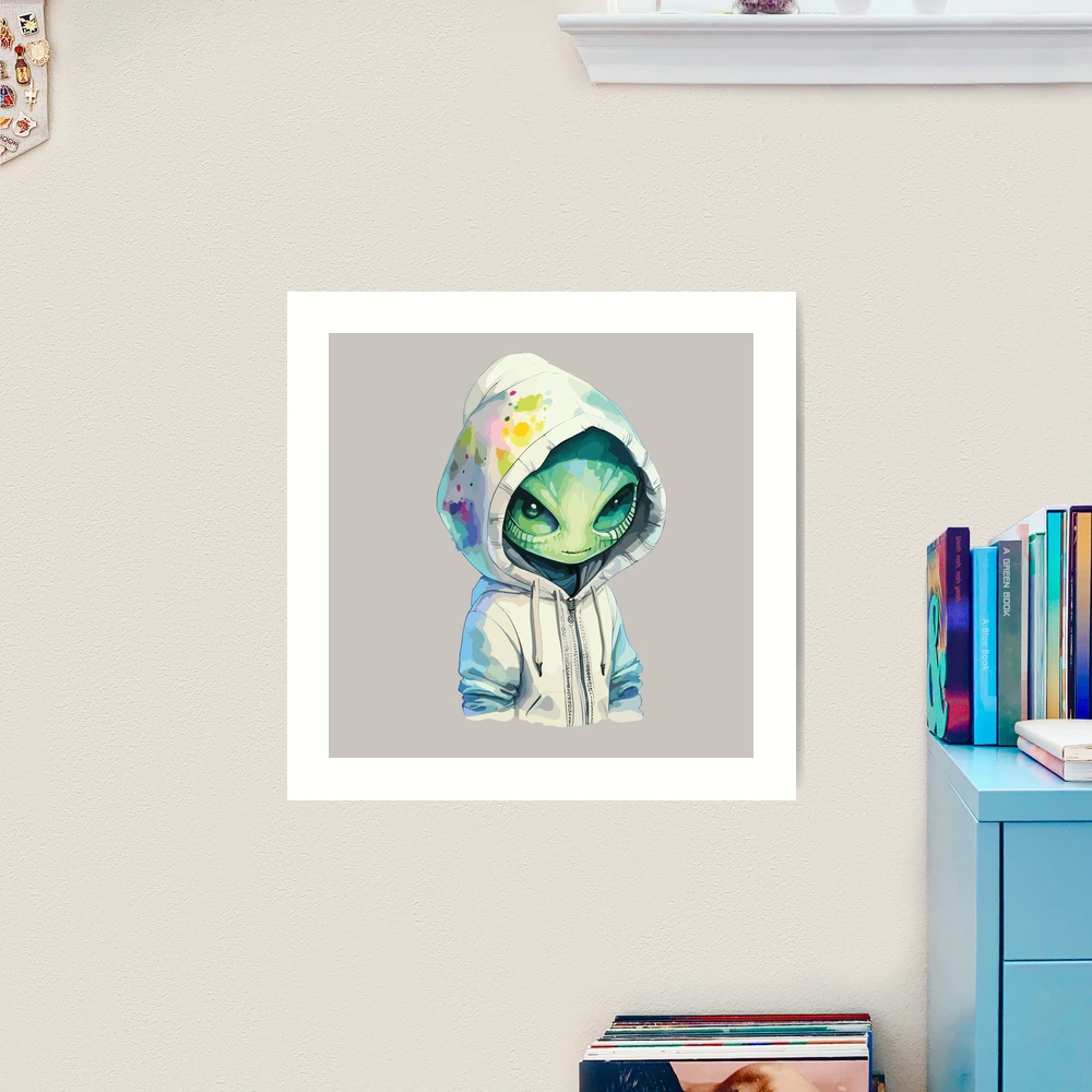 ★HOODHOOD★ Alien Artwork Hood Gray Cool Alien with hoody