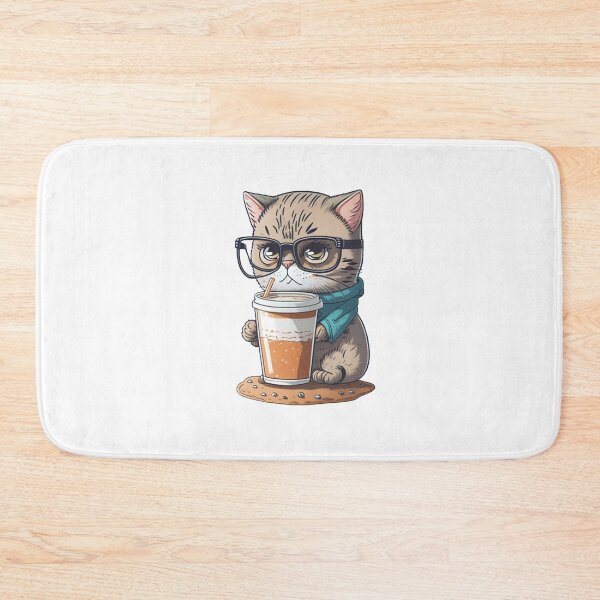 Item preview, Serious Cat Boss: Working Hard with Coffee and Glasses designed and sold by hudaG.