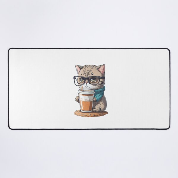 Item preview, Serious Cat Boss: Working Hard with Coffee and Glasses designed and sold by hudaG.
