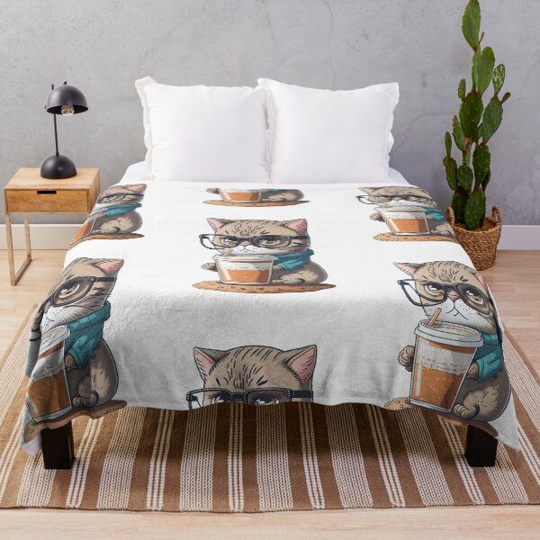Item preview, Serious Cat Boss: Working Hard with Coffee and Glasses designed and sold by hudaG.