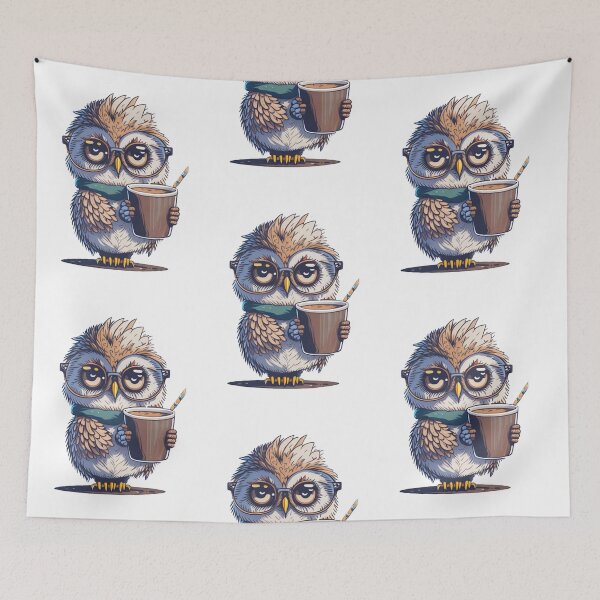 Item preview, Wise Owl Sips: Coffee and Glasses Cartoon designed and sold by hudaG.