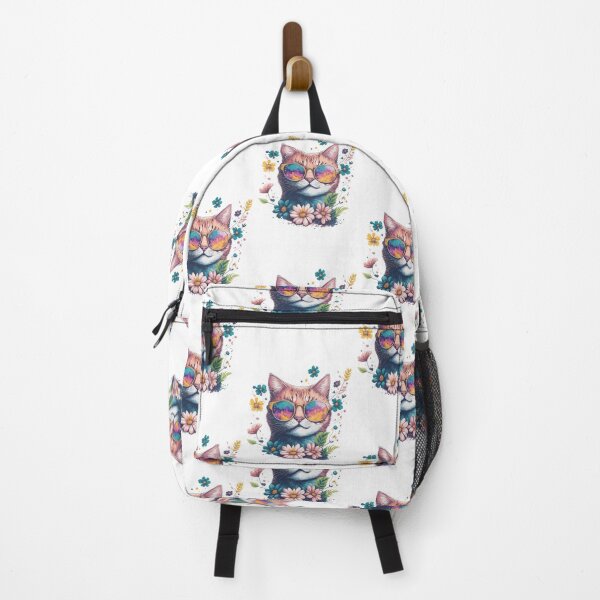 Item preview, Cat-tastic Vibe: Happy Cat in Floral Shades designed and sold by hudaG.