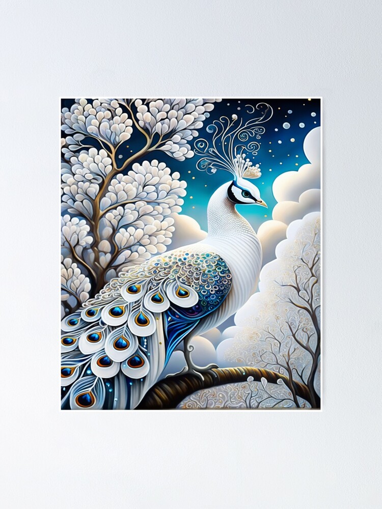 5D Diamond Painting Two White Peacocks Kit