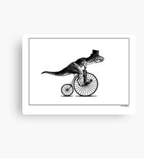 T-Rex on a Penny Farthing - Plain Back Canvas Print