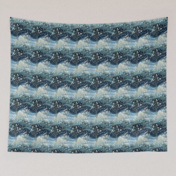 Item preview, Frostbound Mystery: A Tranquil Blue and Silver Seamless Pattern- N 53 designed and sold by Moisky Patterns.