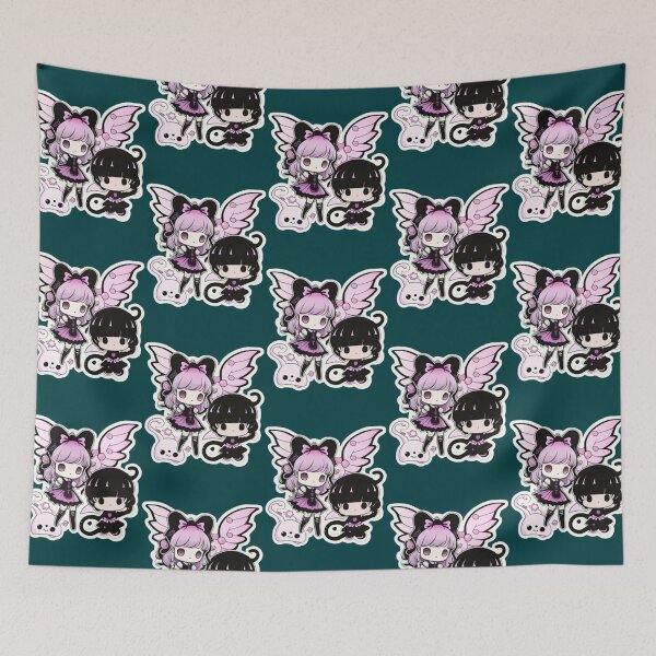 Item preview, Cute pink and black anime kawaii girls  designed and sold by Goodong.