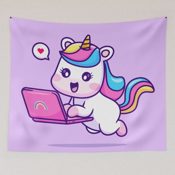 Item preview, Magical Unicorn at Work - A Cute Cartoon Illustration designed and sold by hjian8219.