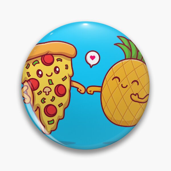 Item preview, "Adorable Pizza and Pineapple - Free Vector Illustration" designed and sold by hjian8219.