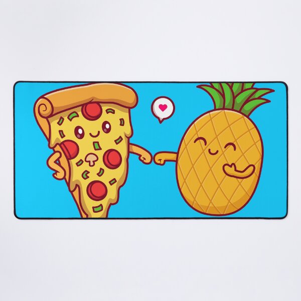 Item preview, "Adorable Pizza and Pineapple - Free Vector Illustration" designed and sold by hjian8219.