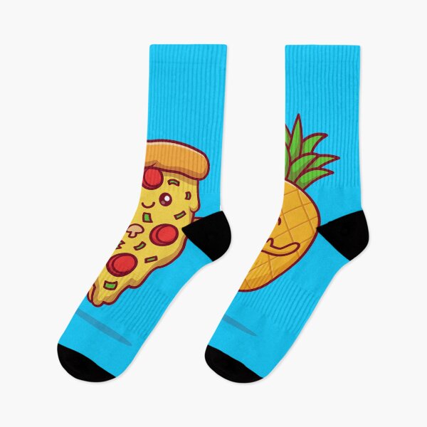 Item preview, "Adorable Pizza and Pineapple - Free Vector Illustration" designed and sold by hjian8219.