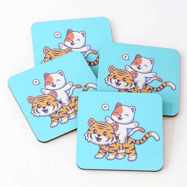 Item preview, Playful Feline Friends - Cute Cat and Tiger Cartoon designed and sold by hjian8219.