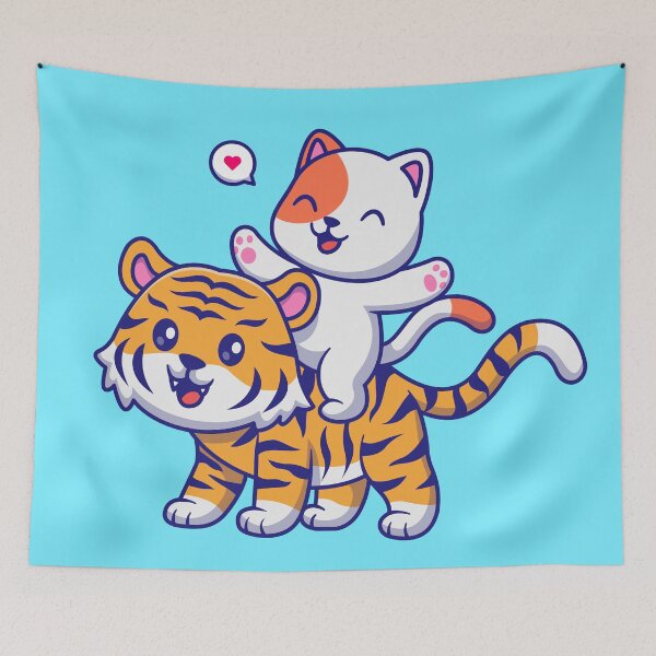 Item preview, Playful Feline Friends - Cute Cat and Tiger Cartoon designed and sold by hjian8219.