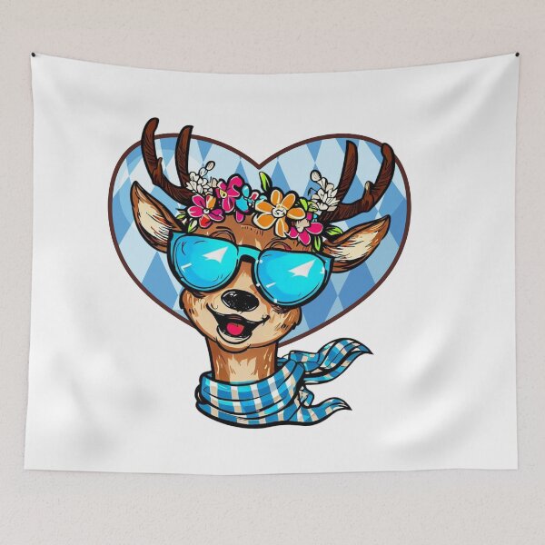 Item preview, Hind with flowers and heart Wasen beer festival designed and sold by gringourmand.