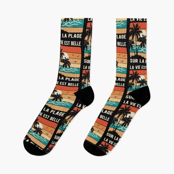 Aperçu de l'œuvre French Quote La Vie Est Belle Sur La Plage Vintage Sunset Retro Beach Vibes créée et vendue par Bad Kitty Designz.