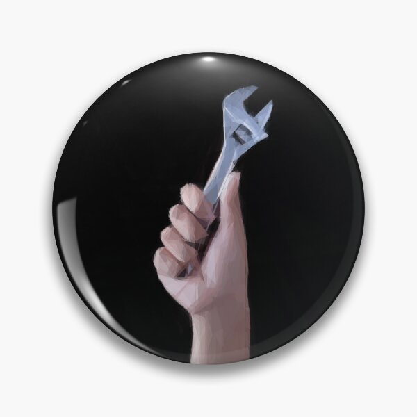 Item preview, Man holding a spanner aloft. Image created using geometric shapes designed and sold by EdgyEdgeArt.