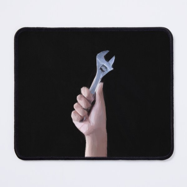Item preview, Man holding a spanner aloft. Image created using geometric shapes designed and sold by EdgyEdgeArt.