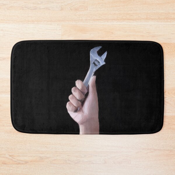 Item preview, Man holding a spanner aloft. Image created using geometric shapes designed and sold by EdgyEdgeArt.
