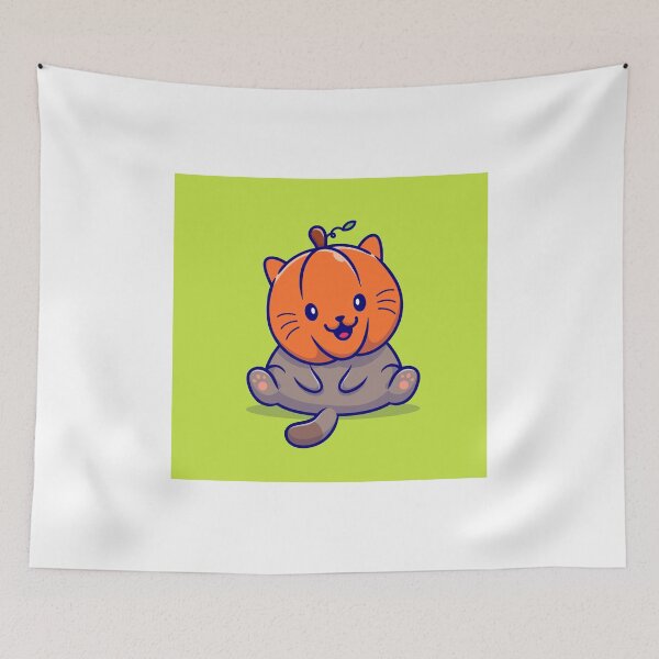 Item preview, Meow-oween Delights - Cute Cat Pumpkin Cartoon designed and sold by hjian8219.
