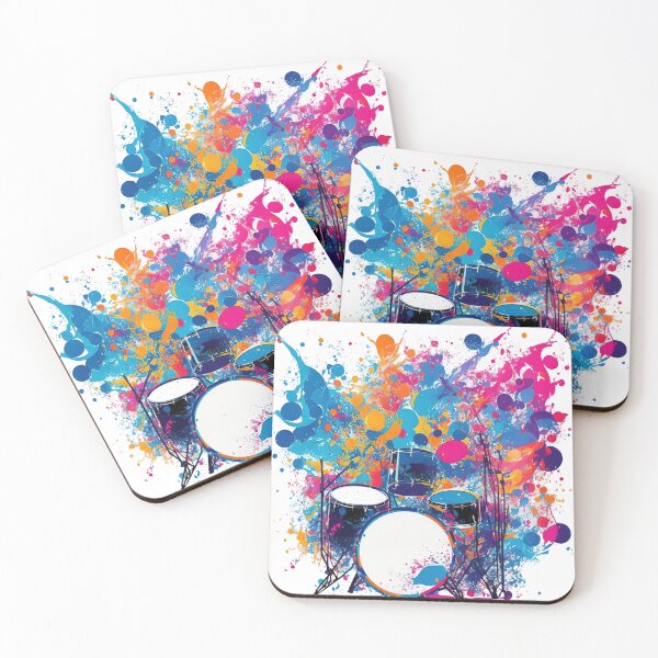 Item preview, Drums surrounded by energetic splashes of colors designed and sold by CoolPixels.