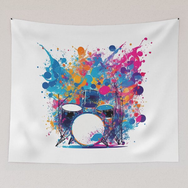 Item preview, Drums surrounded by energetic splashes of colors designed and sold by CoolPixels.