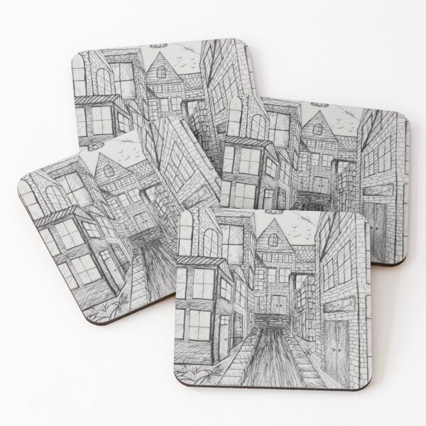 Item preview, Ilustración callejera, lineart, dibujo en perspectiva. designed and sold by freja4876.