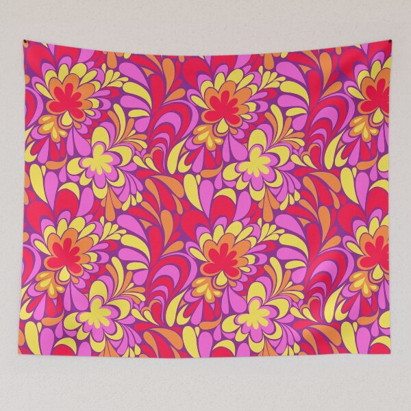 Item preview, Groovy psychedelic 60s 70s super retro nostalgic red purple hot pink orange designed and sold by blomastudios.