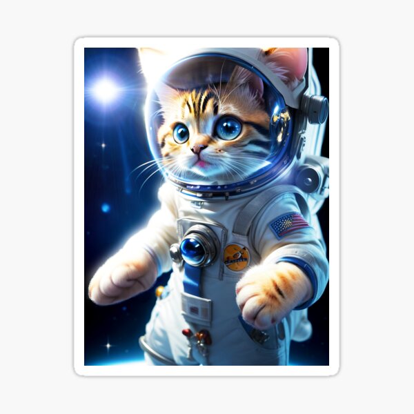 Süße Katze als Astronaut Sticker