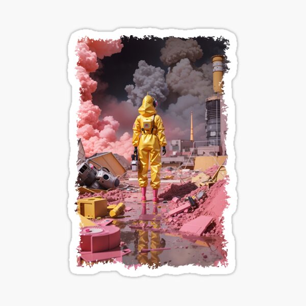 Artikel-Vorschau von Eine Barbie-Puppe in einem gelben Schutzanzug beobachtet die Folgen einer Atomexplosion. BARBENHEIMER 2023, designt und verkauft von Anastasias-Shop.