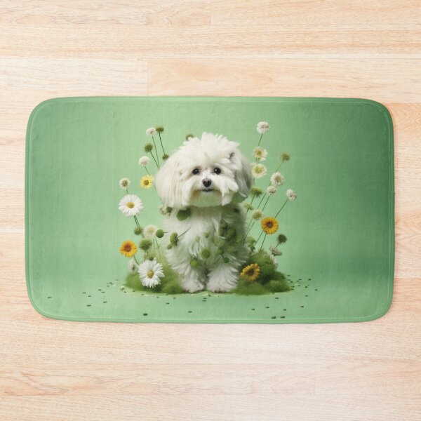 Item preview, Maltese in the flower bed designed and sold by DigitalArties.