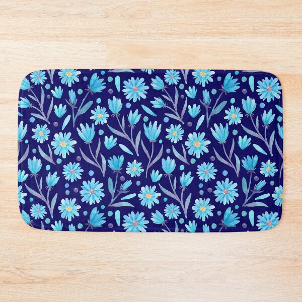 Item preview, Watercolor florals in dark and light blue designed and sold by chrigesart.