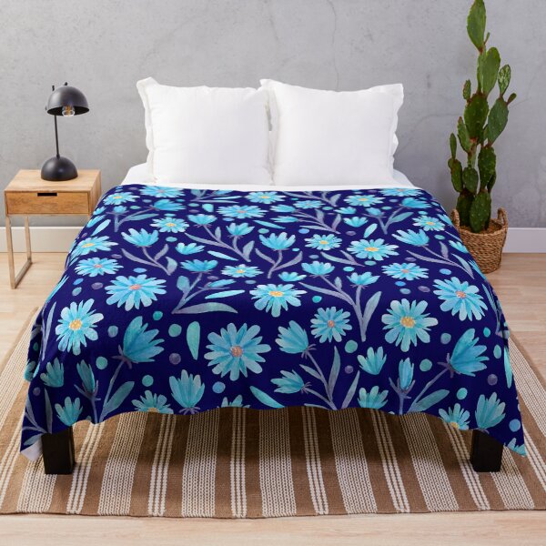 Item preview, Watercolor florals in dark and light blue designed and sold by chrigesart.
