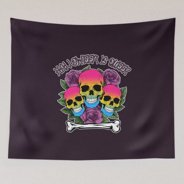Item preview, Halloween is Queer, Skulls in Pansexual Flag Colors designed and sold by Savchuk-Vova.