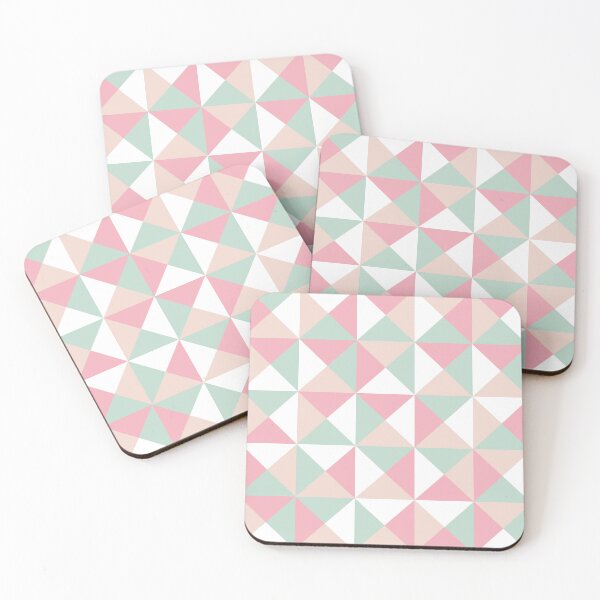 Item preview, Geometric triangle seamless pattern in pastel colors pink, teal blue, white designed and sold by Colorblizz.