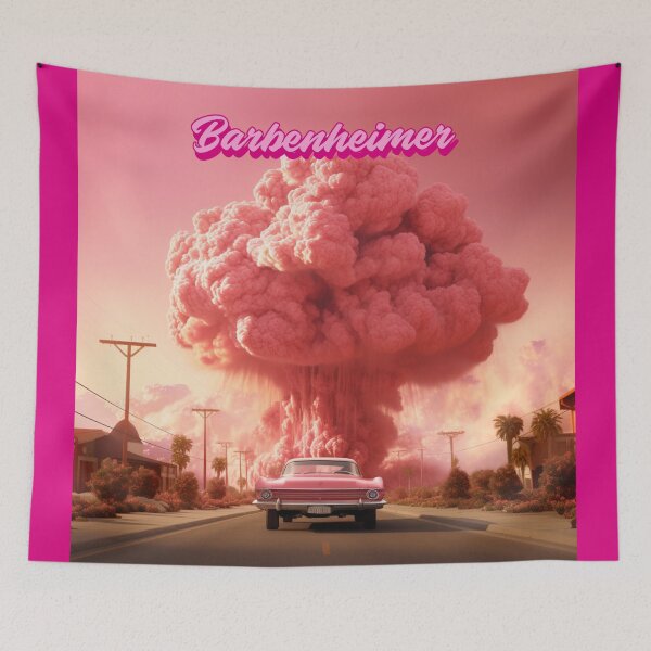 Item preview, Barbenheimer Car And Pink Mushroom Cloud Explosion designed and sold by jenmountainen.