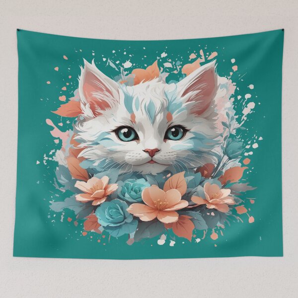 Item preview, Oceanic Gaze: The Captivating Feline with Blue Sea Eyes designed and sold by nynok.